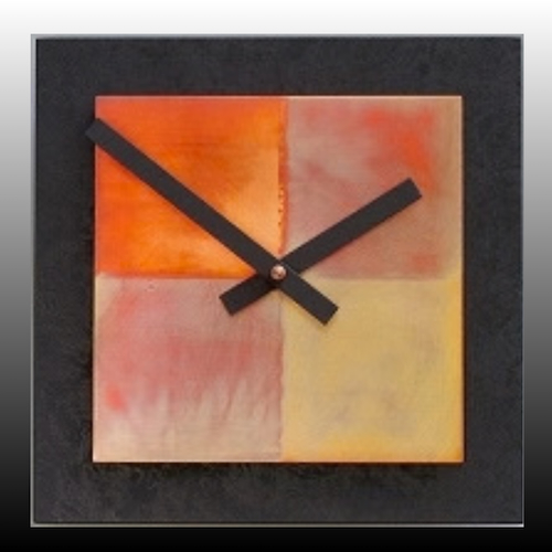 Click to view detail for LL-027 Clock, Square Black & Copper Wall $170